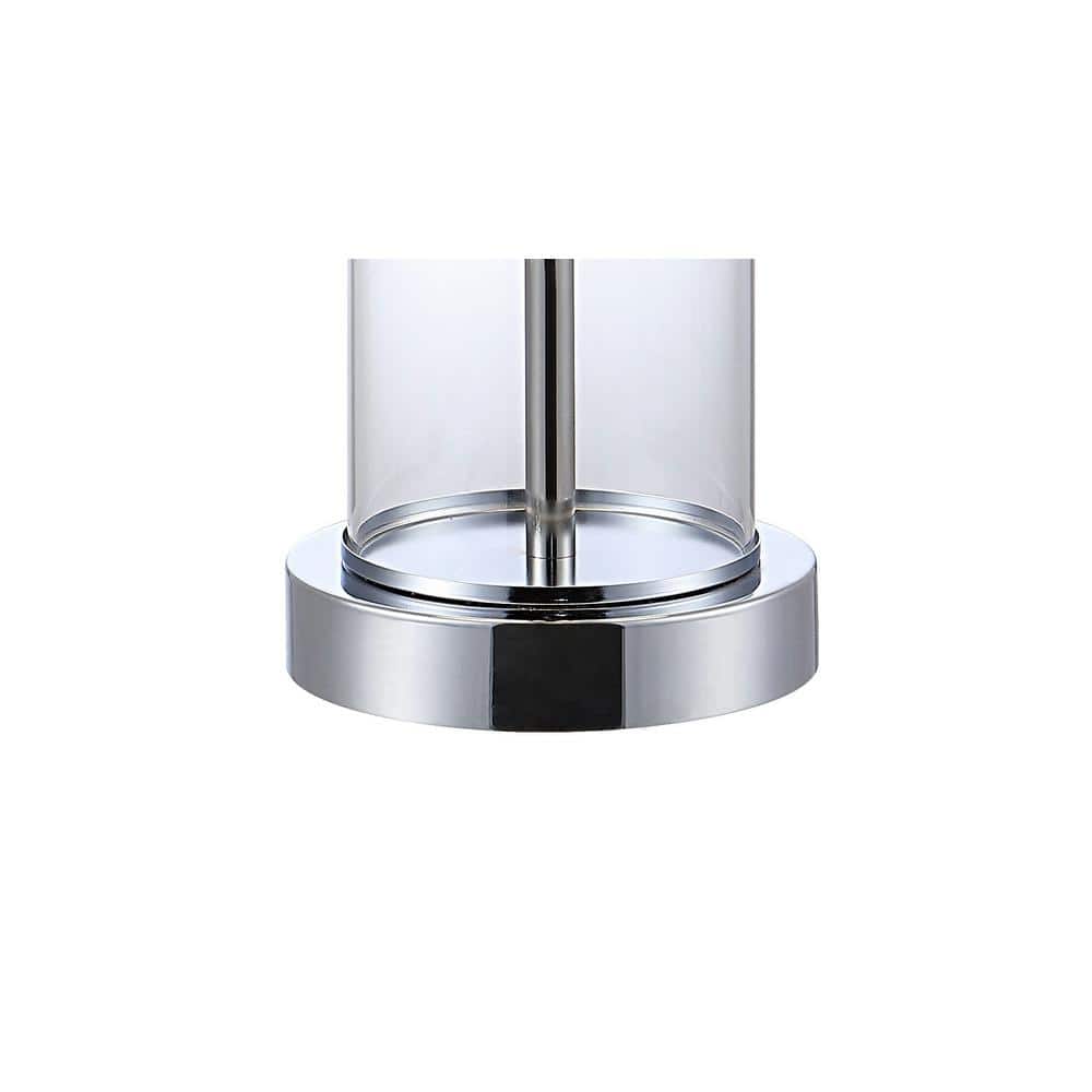 Abner 21" Chrome and Clear Glass USB Table Lamp Set