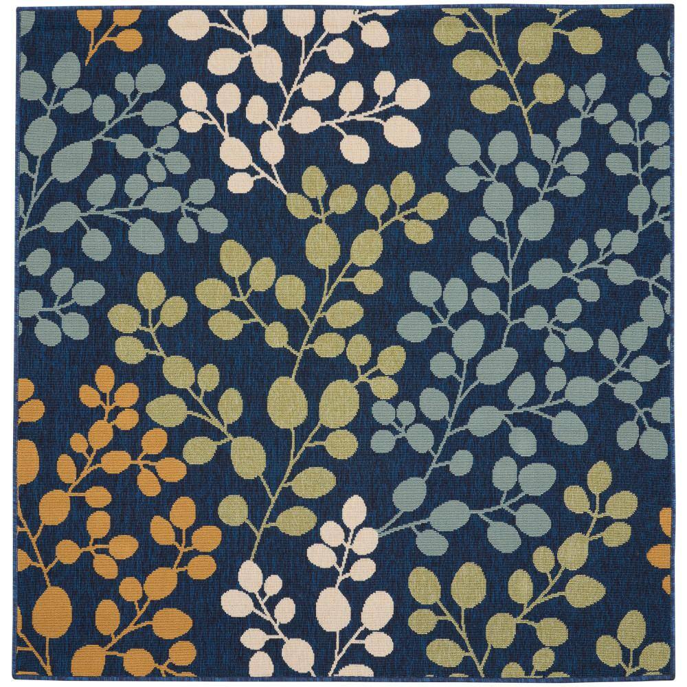 Caribbean Bliss Square Hand-Knotted Rug in Lush Blue, 63"