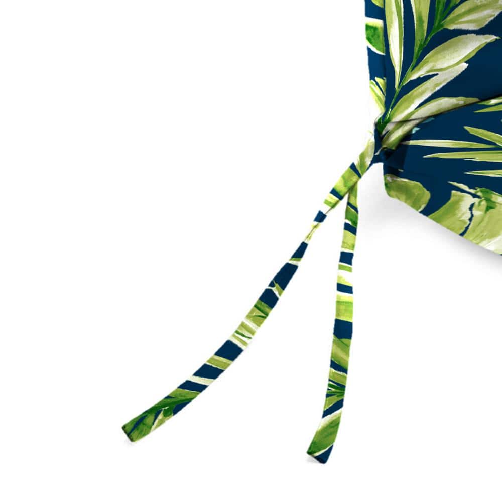 Zealand Capri Multicolor Leaves Outdoor Chair Cushion with Ties
