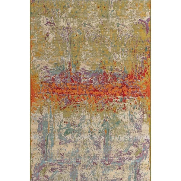Unique Loom Outdoor Modern Crumpled Multi 6 ft. 1 in. x 9 ft. Area Rug