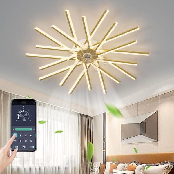 45-Inch Modern Flush Mount Ceiling Fan with Light, Dimmable LED, 6-Speed Reversible DC Motor, Remote & App Controlled