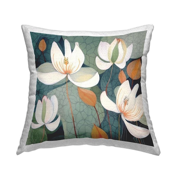 White Iris Botanicals Outdoor Printed Throw Pillow by Lazar Studio