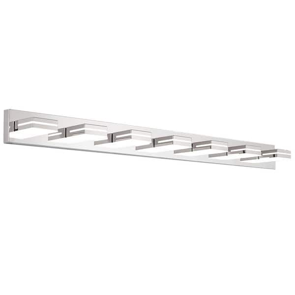 47.2 in. 6-Light Modern Chrome LED Vanity Light Wall Sconce for Bathroom and Mirror, Sleek Minimalist, Energy-Efficient