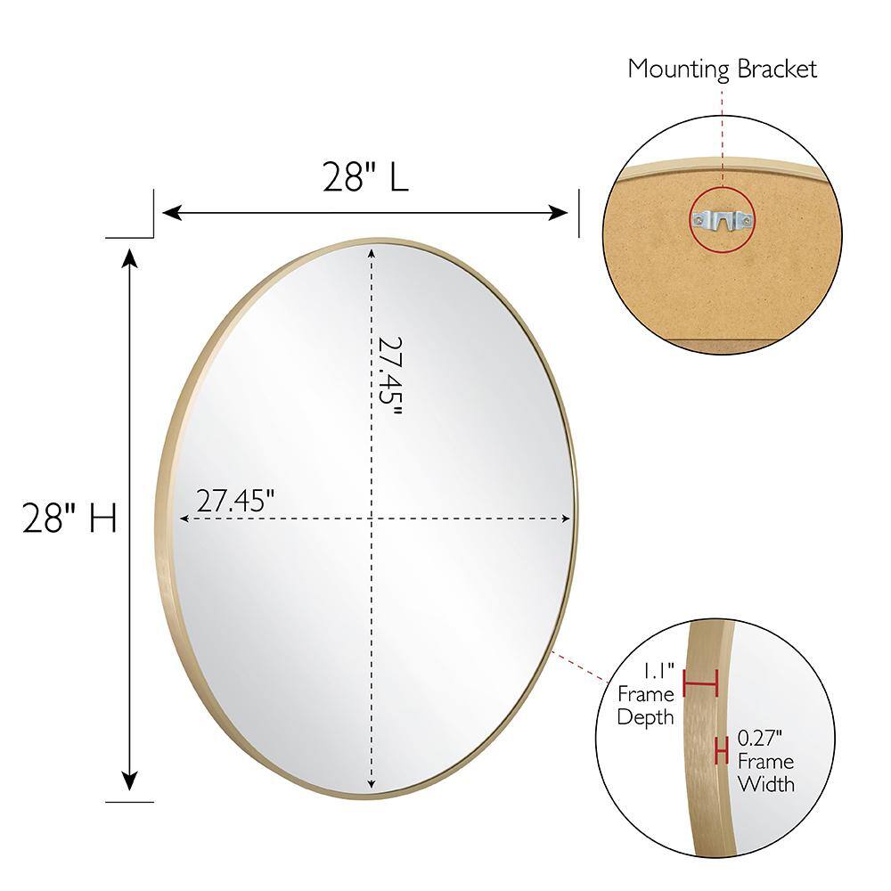 Kenna 28-Inch Round Gold Framed Wall Mirror Set