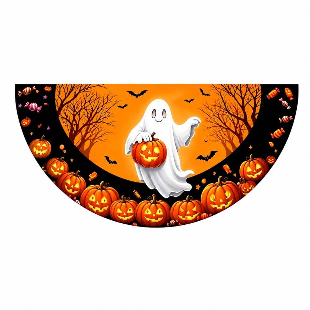 3 x 6 ft Halloween Half-Round Decorative Banner with Ghost, Pumpkins and Bats, Fade-Resistant Polyester, 1-Pack price history on PriceWatchPro