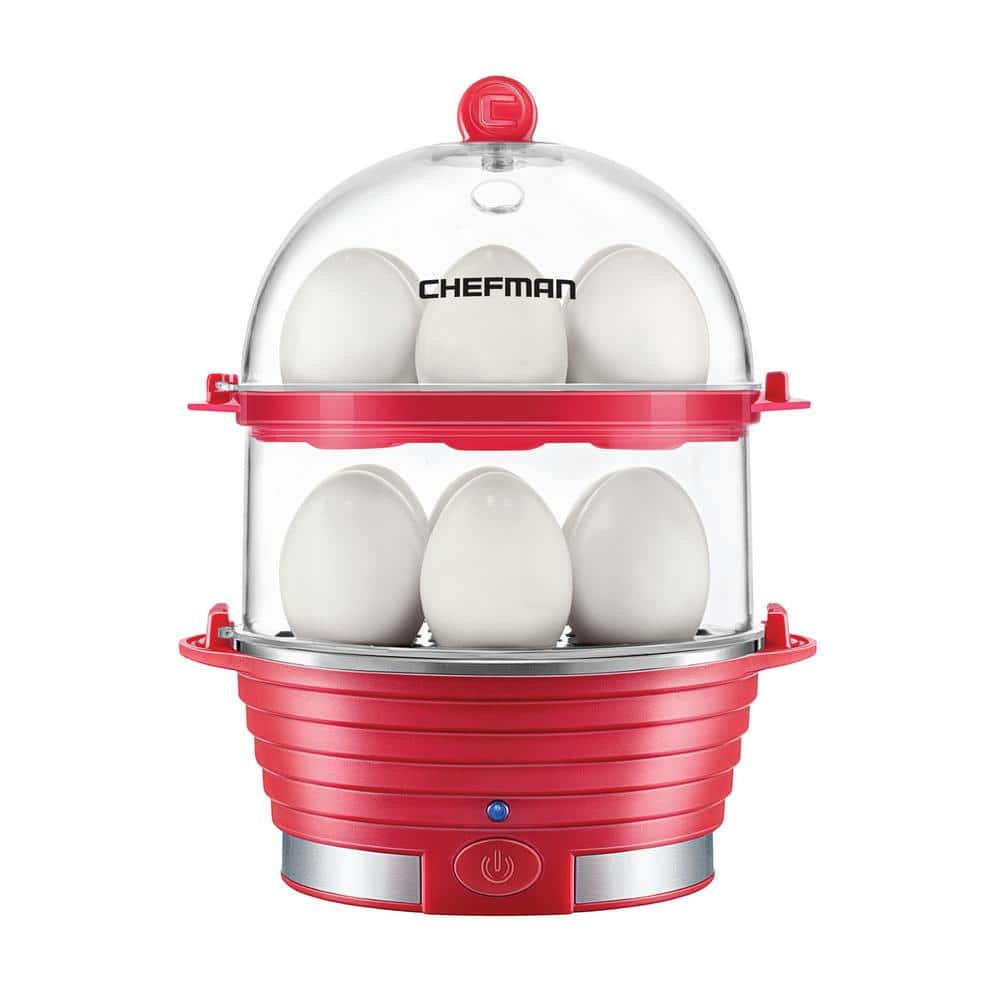 Chefman 12-Eggs BPA-Free Quickly Makes Electric Double Decker Egg Cooker  RJ24-V2-DD-RED - The Home Depot