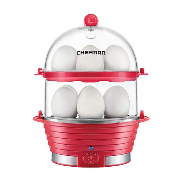 capaciteit Tijd Zichzelf Chefman 12-Eggs BPA-Free Quickly Makes Electric Double Decker Egg Cooker  RJ24-V2-DD-RED - The Home Depot