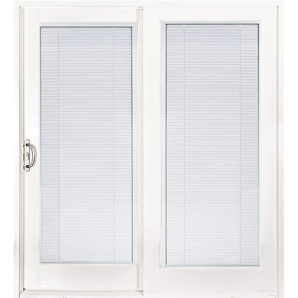 MP Doors 72 in. x 80 in. Woodgrain Interior, Smooth White Exterior Left  Composite PG50 Sliding Patio Door, Low-E Built in Blinds G6068L3N2WLE50 -  The