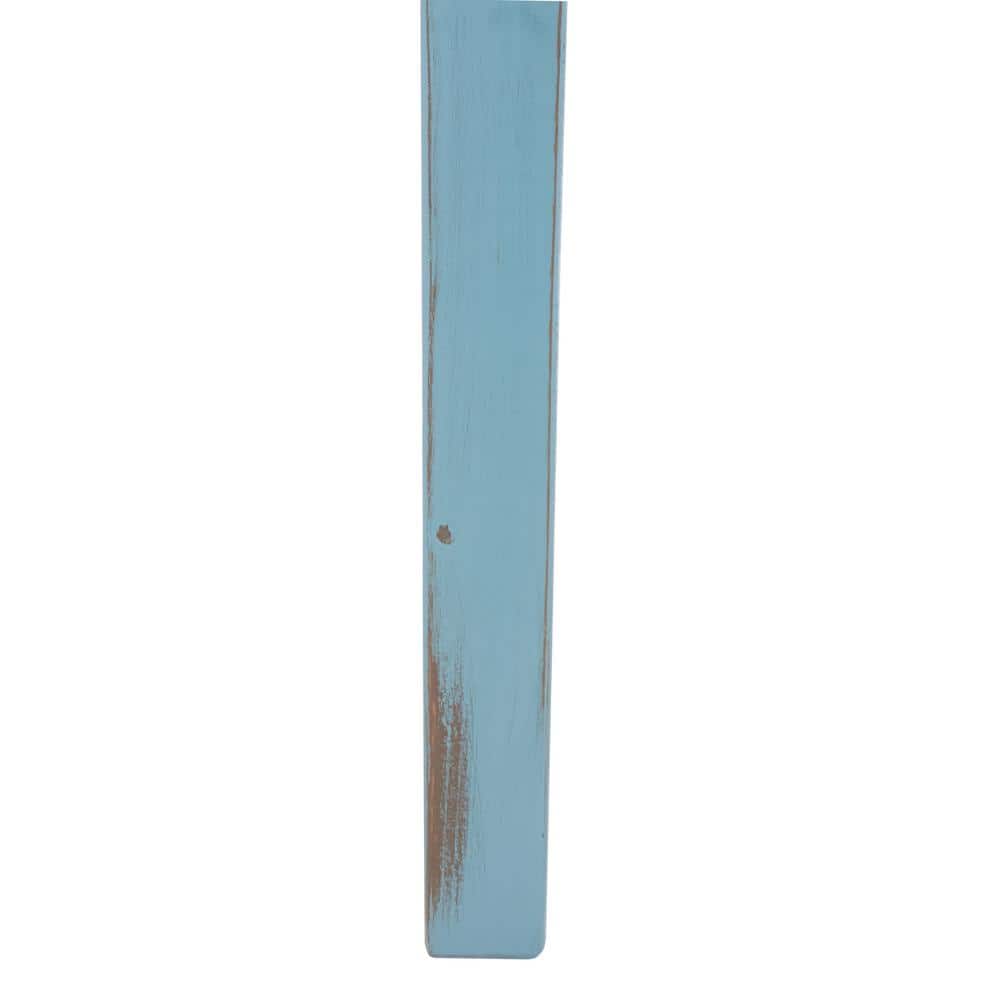 Blue and Oak Wood Console Table with Storage Drawer