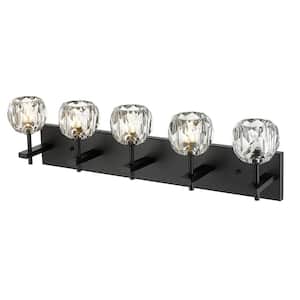 30 in. 5-Light Black Vanity-Light with No Additional Features