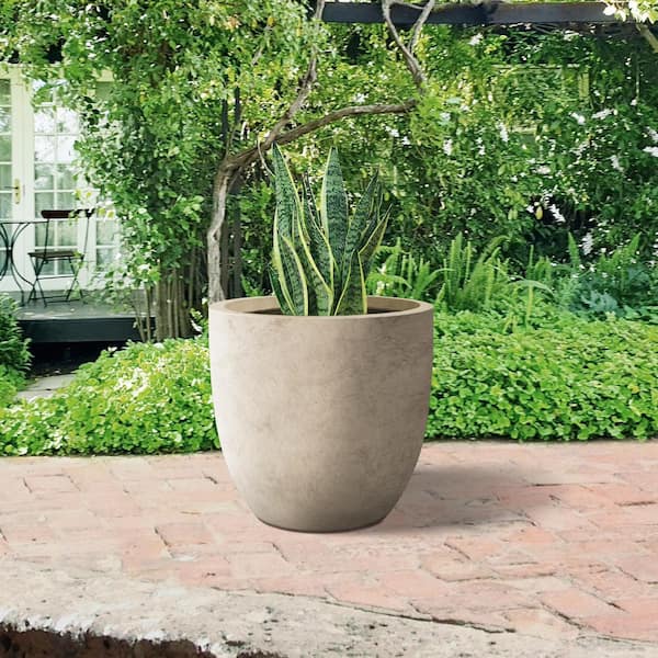 14 in. D Round Concrete planter with Drainage Hole, Outdoor Flower pot,  Modern Planter pot for Garden
