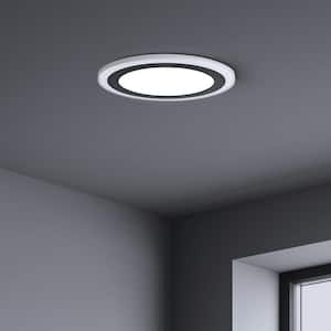 Clement Round Flat Panel 13 in. Black Indoor Integrated LED Flush Mount with Color Changing and Night Light