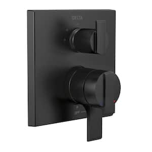 Ara Modern 2-Handle Wall-Mount Valve Trim Kit with 3-Setting Integrated Diverter in Matte Black (Valve not Included)