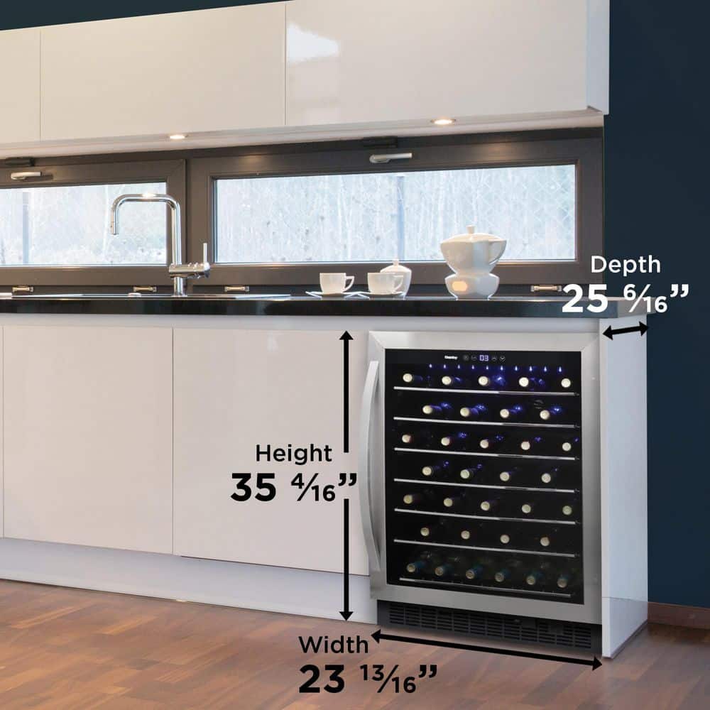 Stainless Steel Built-In 60 Bottle Wine Cooler with LED Lighting