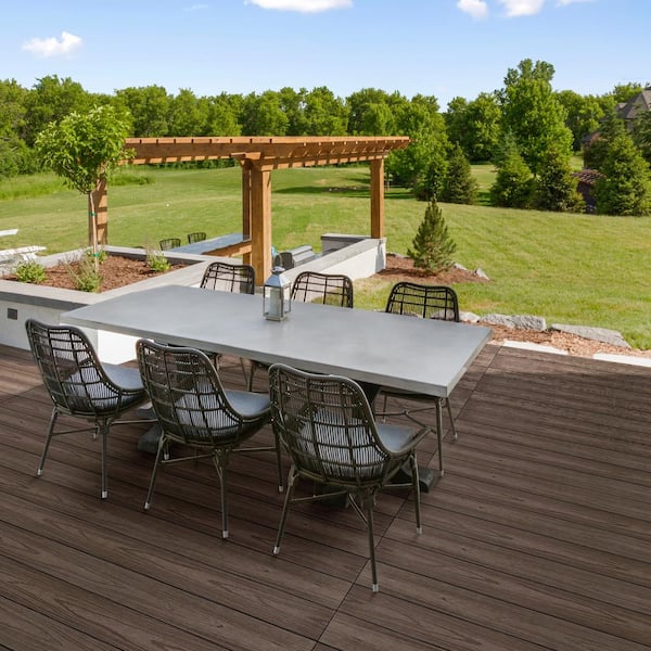 CREATIVE SURFACES 1 in. x 5.43 in. x 12 ft. Canyon Brown Composite Decking Boards (128-Pack)