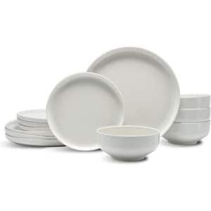 12-Piece Modern White Melamine Dinnerware Set (Service for 4)
