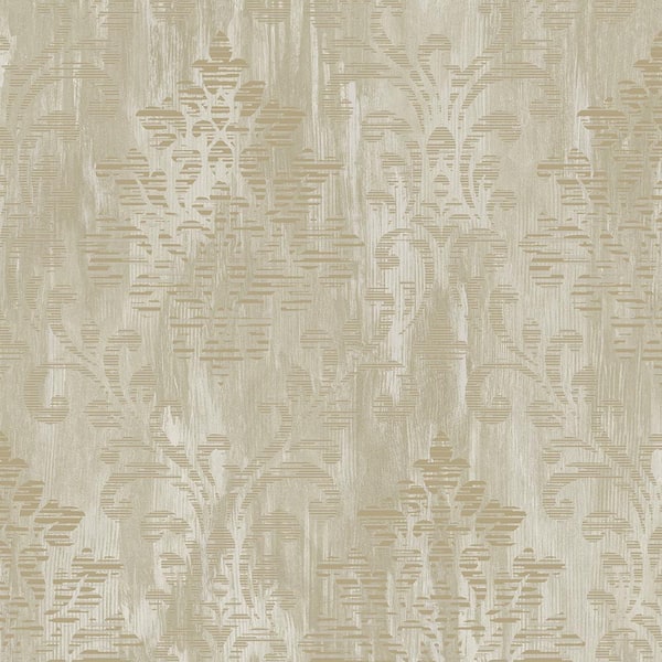 Unbranded Metallic Fx Gold and Beige Large Damask Non-Woven Wallpaper Sample