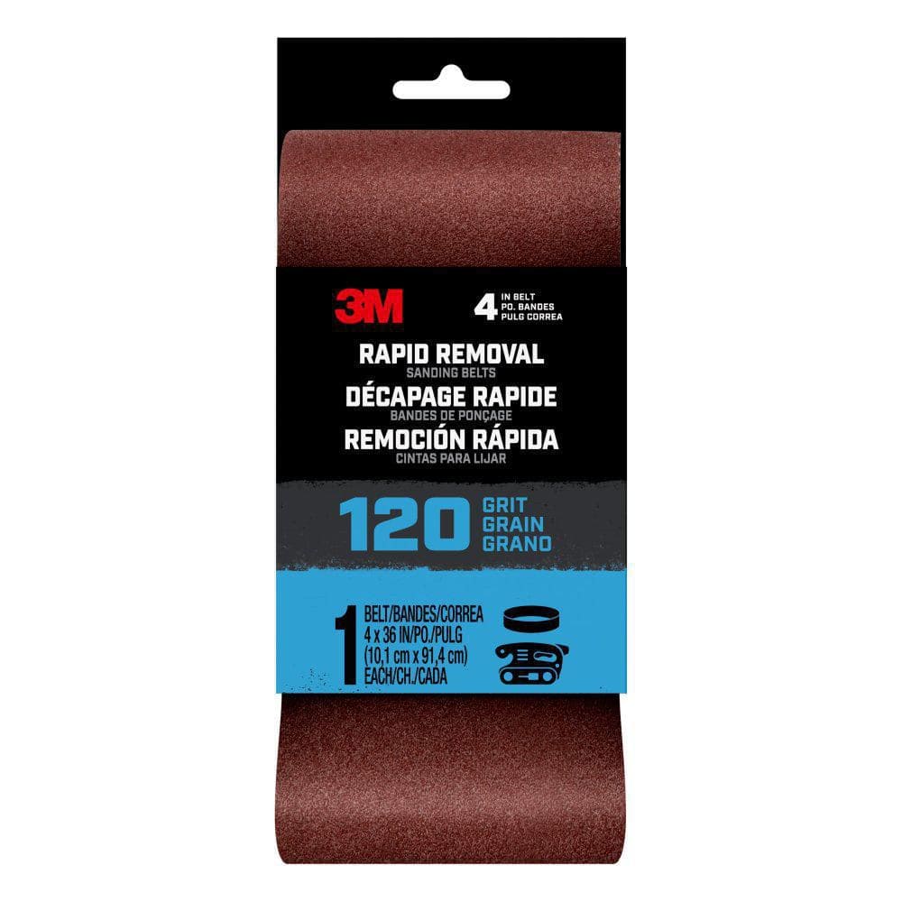 Rapid Removal 4 in. x 36 in. Power Sanding Belt, 120-Grit (1-Pack)