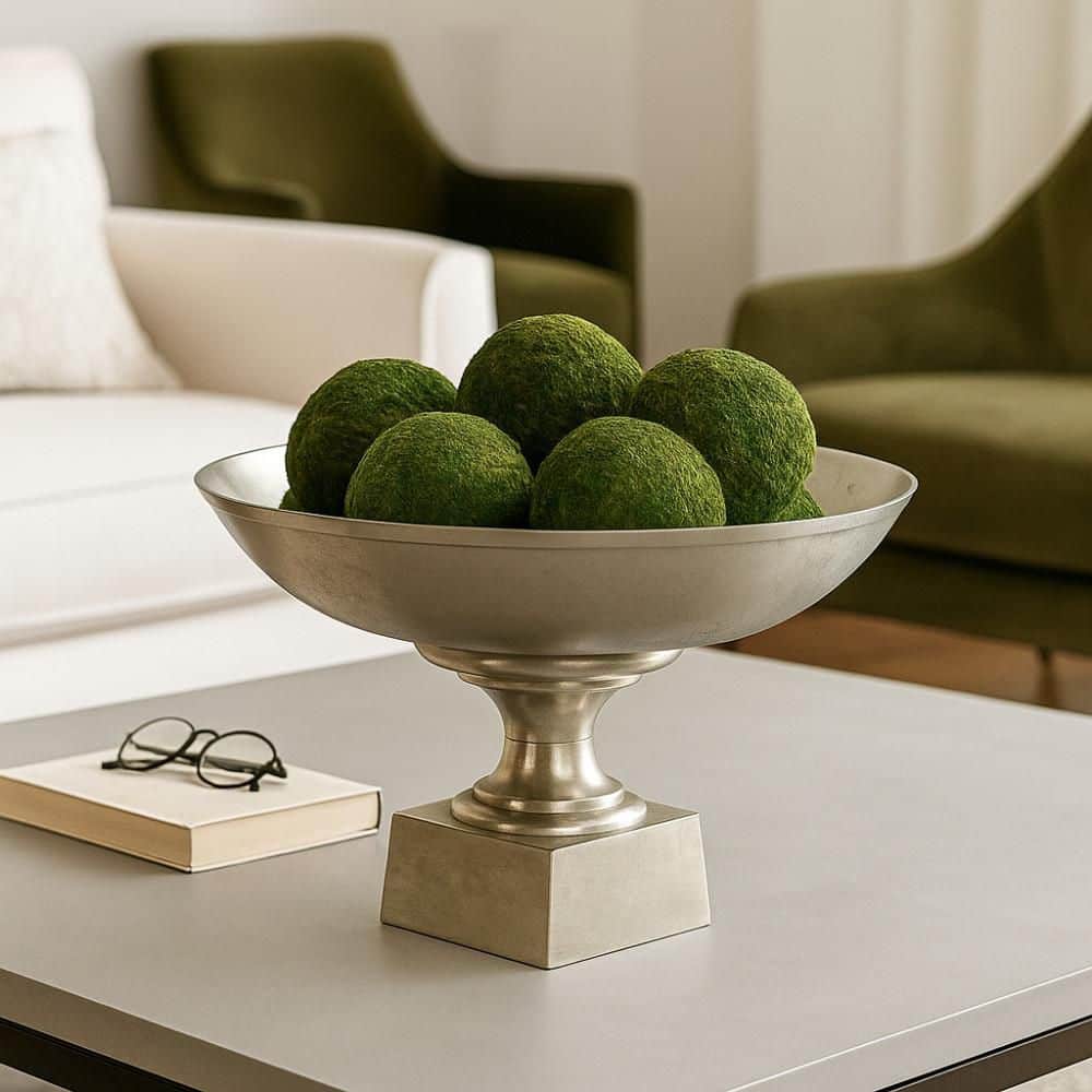 Silver Metal 20 in. Decorative Pedestal Bowl on Square Base price history on PriceWatchPro