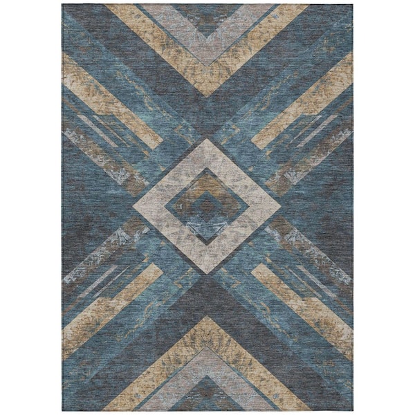Chantille Machine Washable Indoor/Outdoor Abstract ACN1955 Navy 5 ft. x 7 ft. 6 in. Area Rug