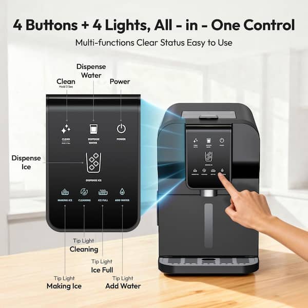 EUHOMY 11.1 in. 30 lbs. Nugget Ice Portable Countertop Ice Maker