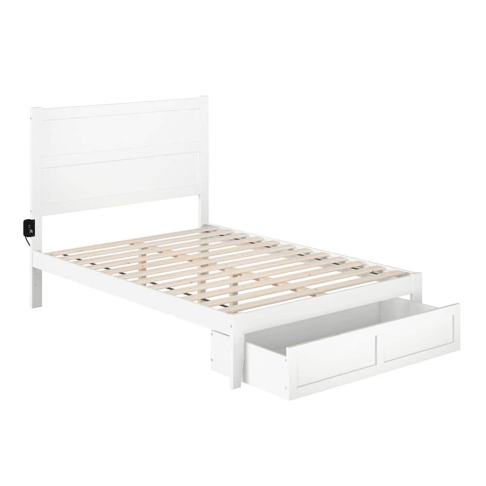 AFI NoHo White Full Solid Wood Storage Platform Bed with Foot Drawer ...