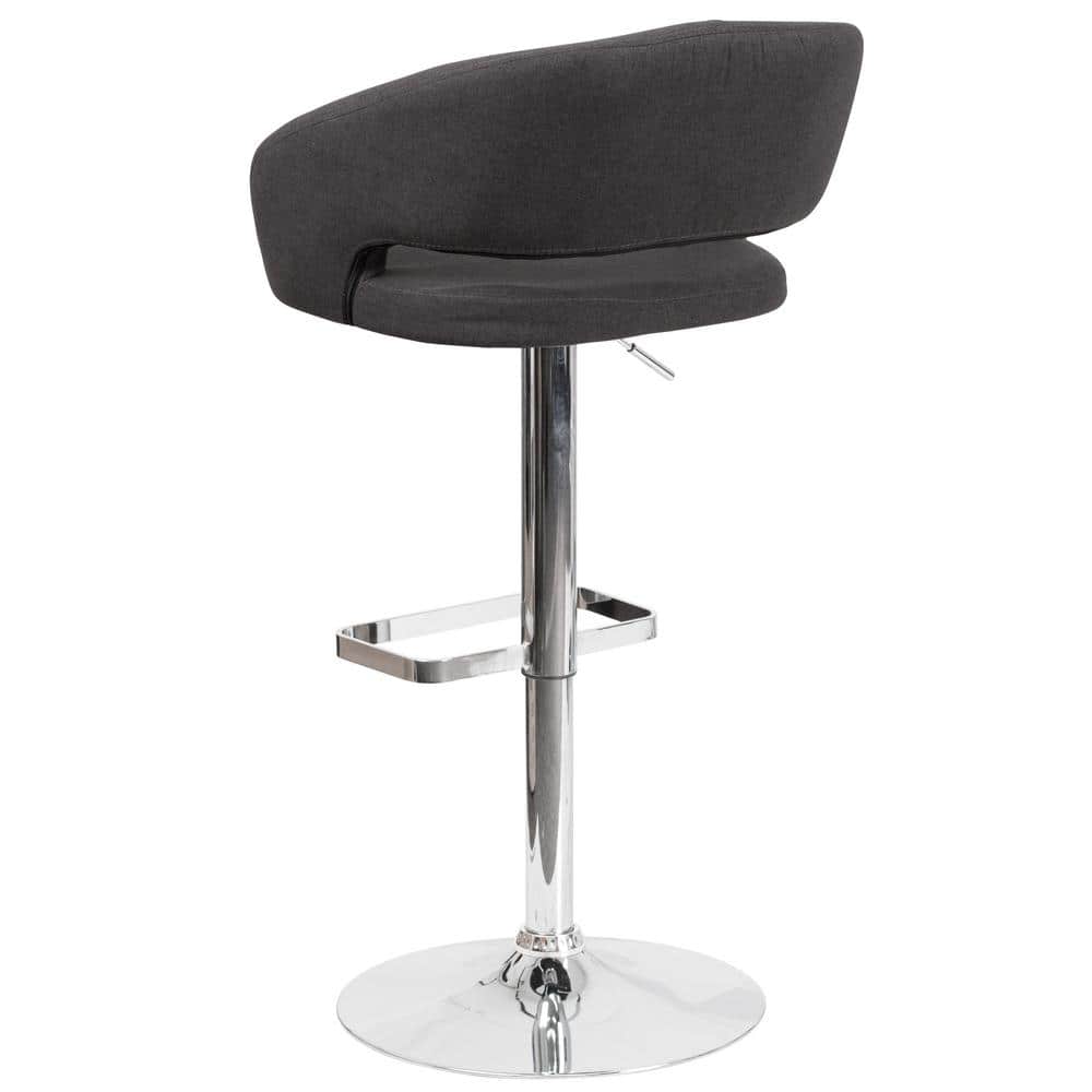 Erik Modern Black Fabric Adjustable Swivel Barstool with Chrome Base