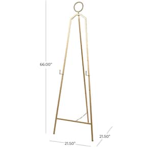 66 in. Gold Metal Tall Adjustable Minimalistic Tabletop Display 3 Tier Easel with Circular Ring Top