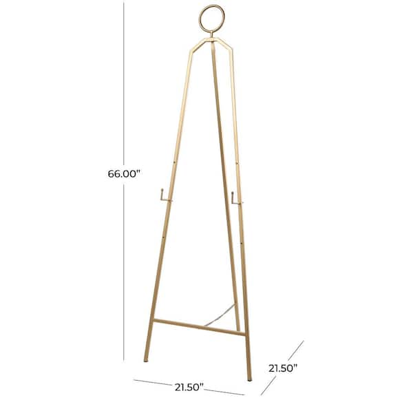 66 in. Gold Metal Tall Adjustable Minimalistic Tabletop Display 3 Tier Easel with Circular Ring Top