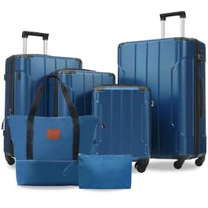 6 or more-Piece Blue Expandable ABS Hardshell Spinner 16,20,24,28 Luggage Set with Duffel Bag, Toiletry Bag