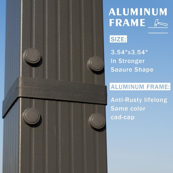 KOZYARD Morgan 12 ft. x 10 ft. Gray Aluminum Frame Outdoor