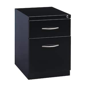 20 in. D 2-Drawer Black Metal Letter Width 15 in. W Mobile Pedestal File Cabinet Box-File with Arch Pull