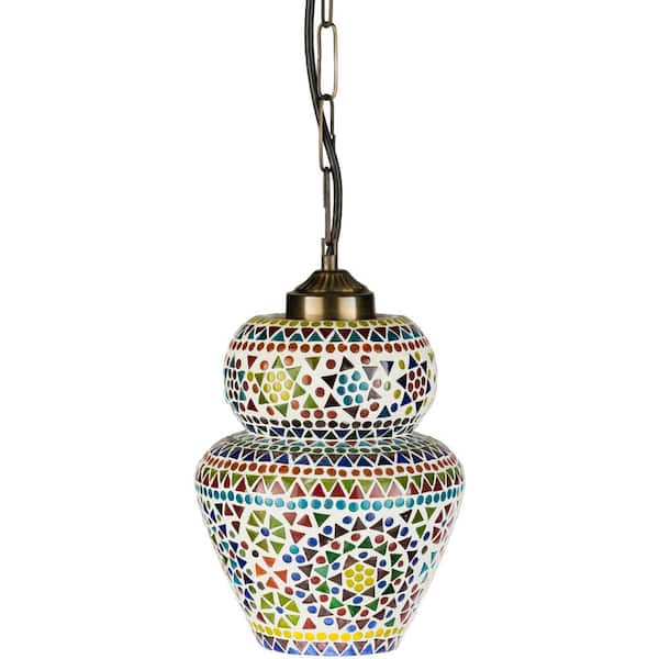 Artistic Weavers Kaisie 40-Watt 1-Light Mosiac Pendant Light with Bell Shaped Glass Shade