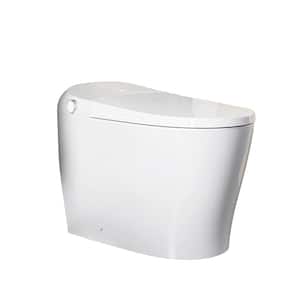 Tankless Elongated Bidet Toilet 1.27 GPF in White with White Backlid, Auto Flush, Warm Air Dryer, Bubble Infusion Wash