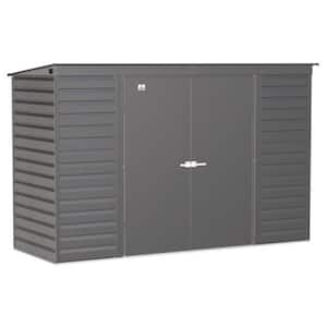 Select 10 ft. W x 4 ft. D Charcoal Metal Shed 35 sq. ft.
