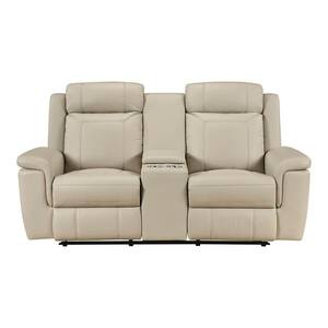 Lazzara Durant 78 in. W Beige Faux Leather Power Double Reclining