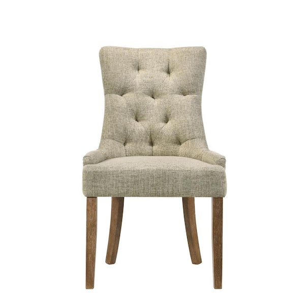 Acme Furniture Yotam Side Chair in Beige Fabric & Salvaged Oak Finish