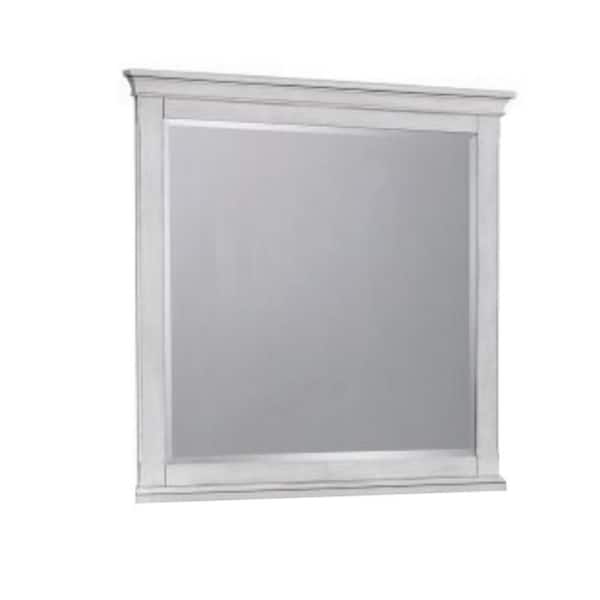 Benjara White 2 in. W x 41.75 in. H Modern Square Wood Dresser Mirror