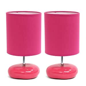 Stonies Small Stone Look 10.5 in. Pink Table Bedside Lamp (2-Pack Set)