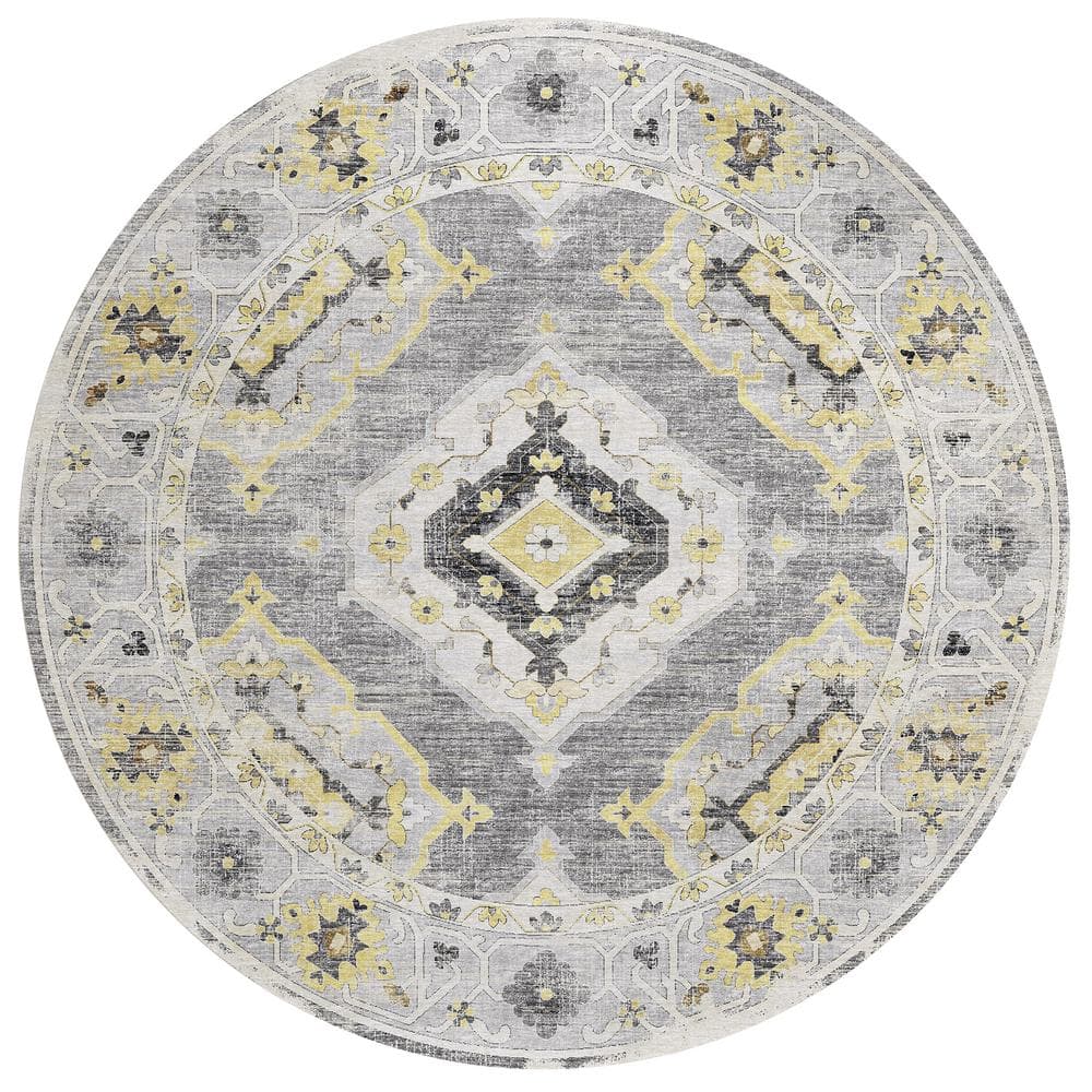 Addison Rugs Sterling Grey 8 ft. x 8 ft. Indoor/Outdoor Washable Indoor