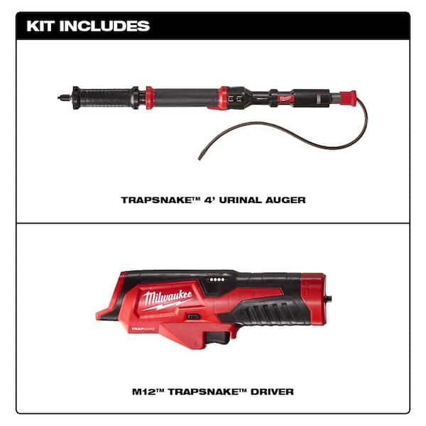 Milwaukee Drain Auger 25ft.Drum Trap Snake 12V Li-Ion Cordless+Matic  Feed(2Tool)
