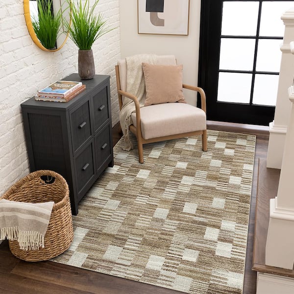 Pernette Beige 6 ft. 6 in. x 9 ft. Geometric Area Rug
