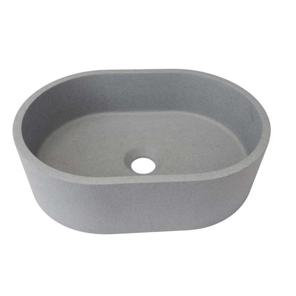 Unbranded Modern Gray Concrete Oval Bathroom Vessel Sink