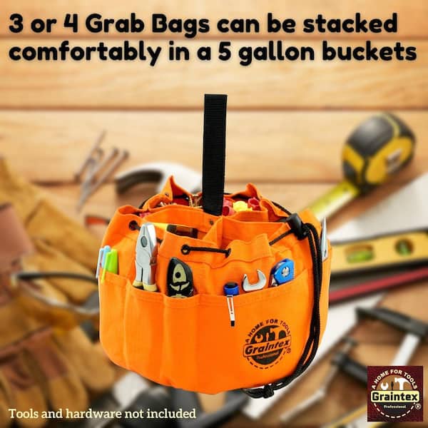 Graintex 10 in. 6-Pocket Grab Tool Bag with Drawstring Closure in
