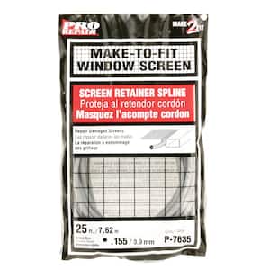 Screen Retainer Spline, 0.155 in, 25 ft., Gray
