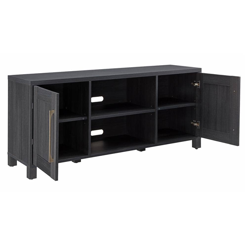 Charcoal Gray 58" Transitional TV Stand with Cabinet Storage
