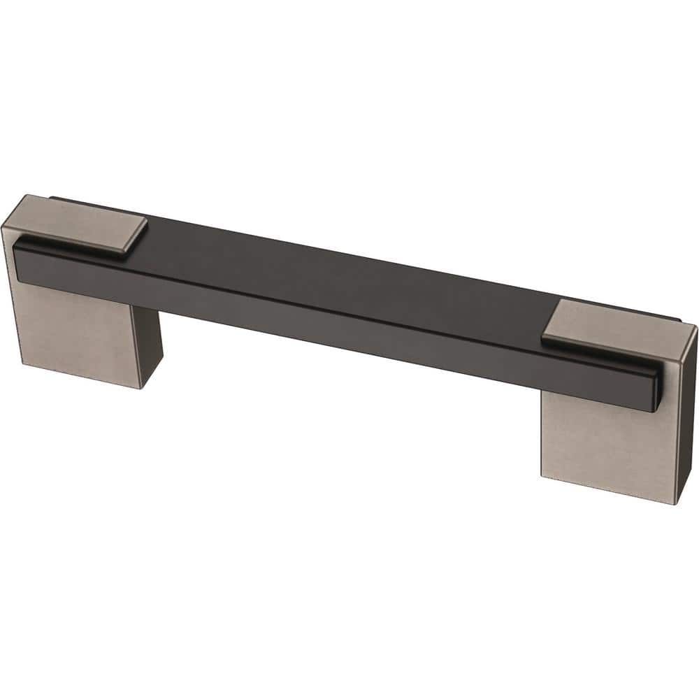 Liberty Industrial Insert Dual Mount 3 or 3-3/4 in. (76/96 mm) Heirloom Silver and Matte Black Cabinet Drawer Bar Pull -  P40613C-HFB-CP