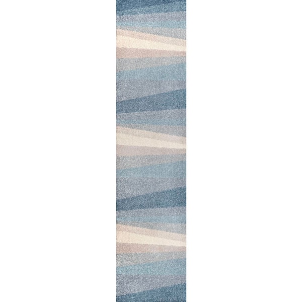 Prism Geometric Striped Blue/Cream/Gray 2 ft. x 8 ft. Runner Rug