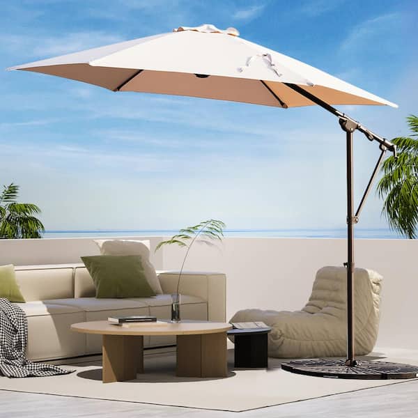 BANSA ROSE 10 ft. Aluminium Outdoor Cantilever Umbrella with 360 Degree Rotation in Champagne