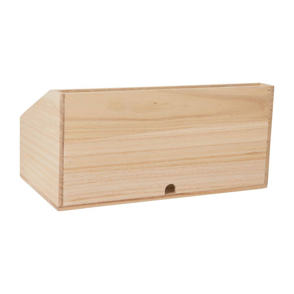 Light Natural Paulownia Wood Desktop Organizer with Open Storage